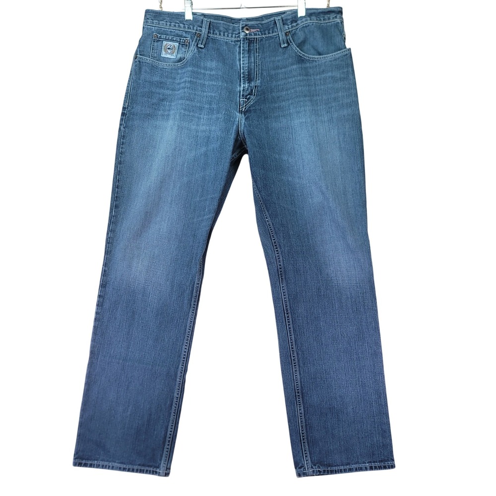 Cinch White Label Jeans Mens 40x32 Blue Relaxed Straight Leg Western MB92834019